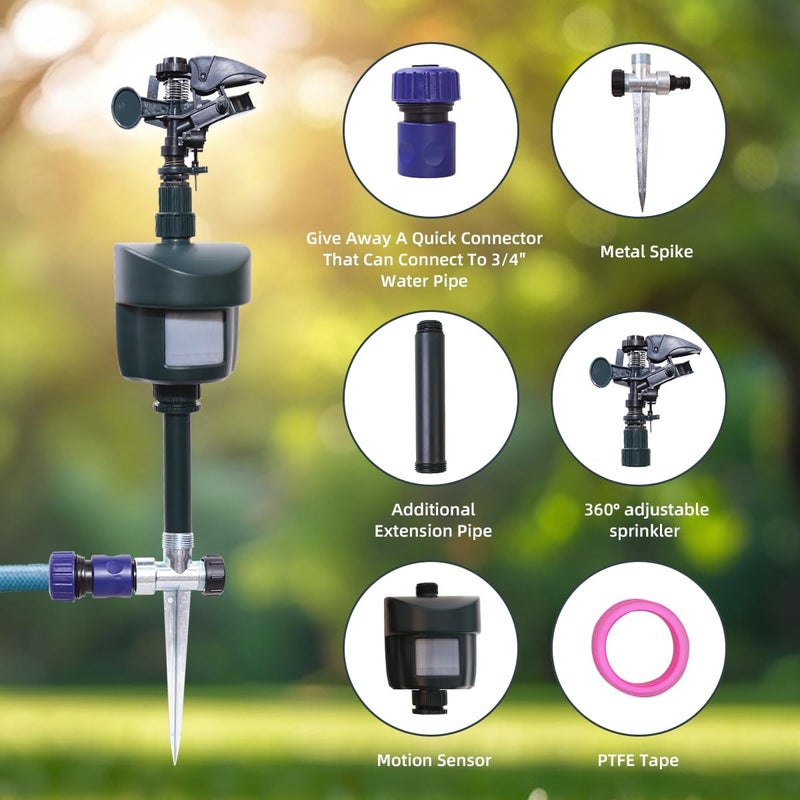 Yardeen [2025 Upgraded] Motion Sensor Sprinkler with Adjustable Head, Water Spray for Lawn and Garden. Day and Night Mode can be Selected - Image 4